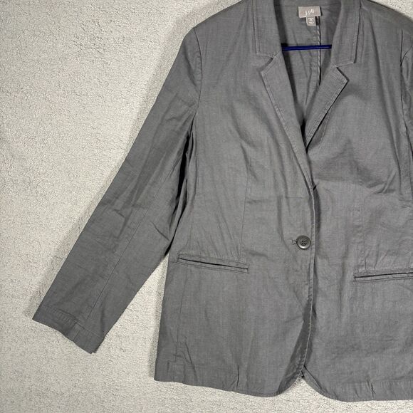 J Jill Linen Blend Blazer Women’s Size M Petite Gray Unlined Stretch Lagenlook - Picture 6 of 16